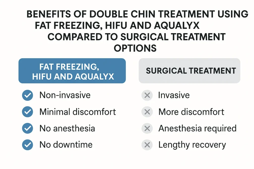 Graphic about the benefits of double chin treatment Hartlepool - from LA LIPO