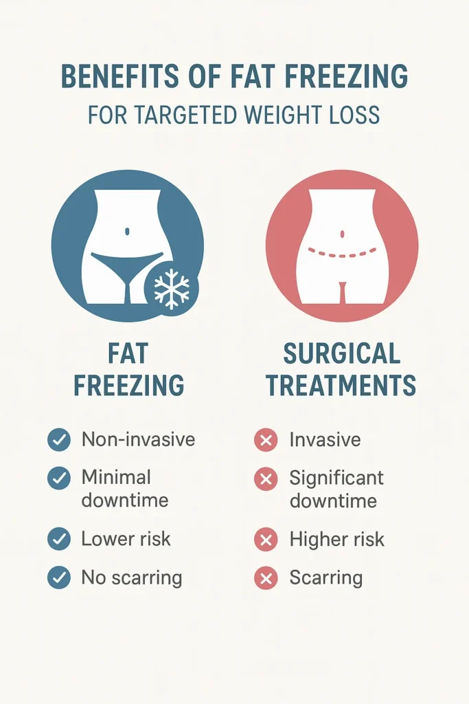 graphic showing the benefits of fat freezing Hartlepool