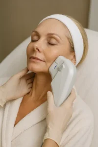 Woman receiving HIFU non surgical facelift treatment Hartlepool